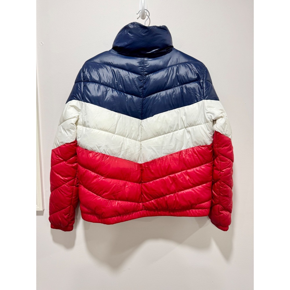 Tommy Hilfiger Sport Womens Puffer Jacket Classic Colorblock Navy White Red M - Picture 2 of 8